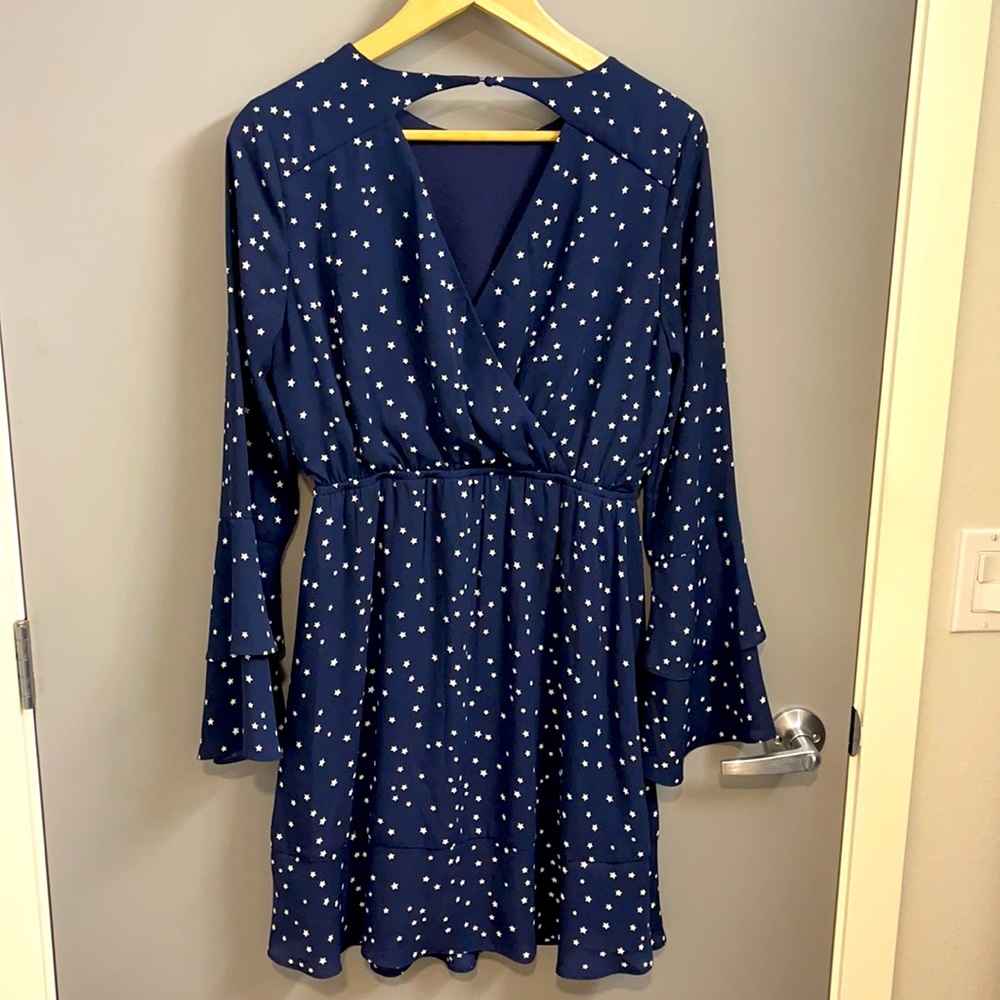 Bell Sleeve Navy Blue and Star Dress size S - Picture 5 of 5